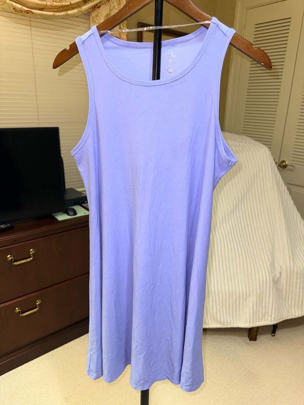 Just Be Sleeveless Scoop Neck Swing Tank Dress Purple Small